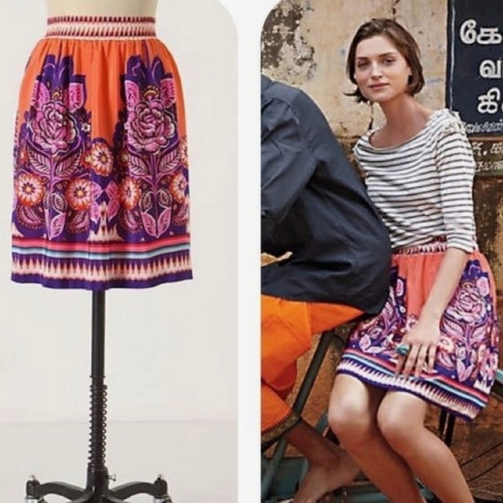 Anthro Edme & Esyllte Silk Skirt Sz 4